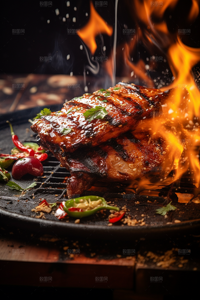 BBQ烧烤烤串肉类摄影图