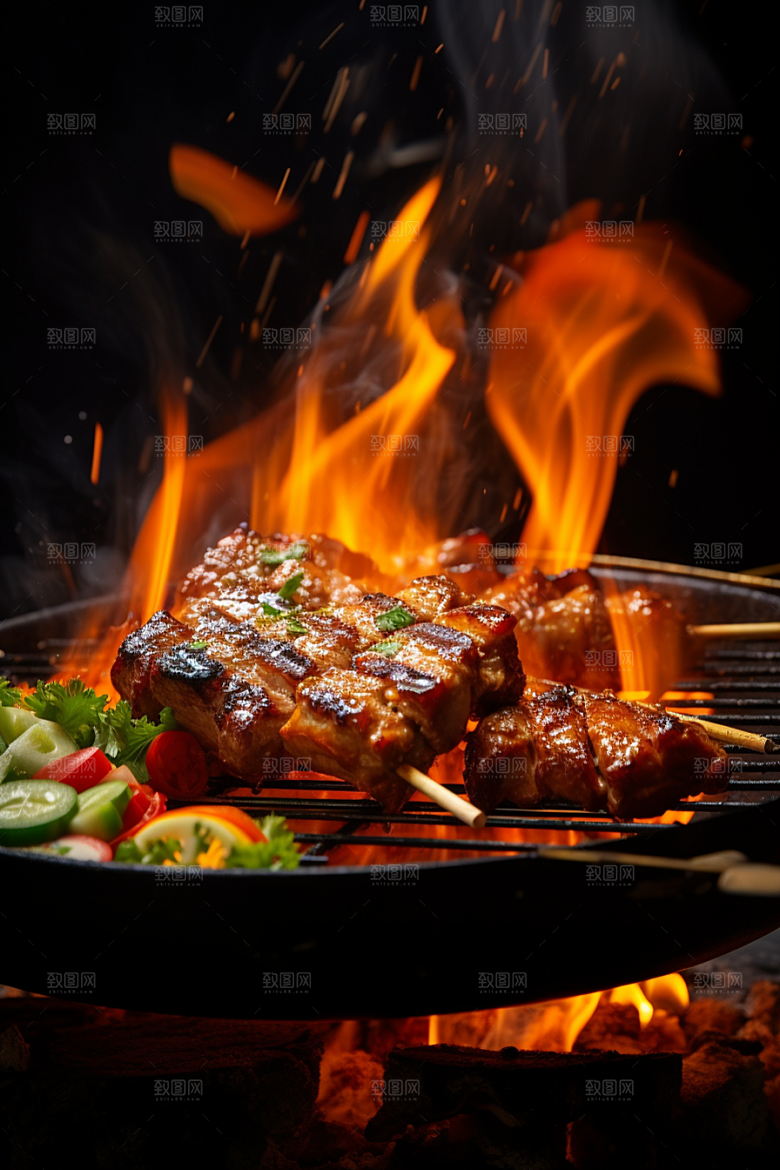 BBQ烧烤美味火辣摄影图