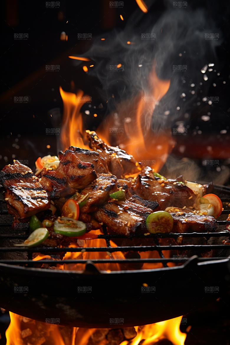 BBQ烧烤烤串肉串摄影图
