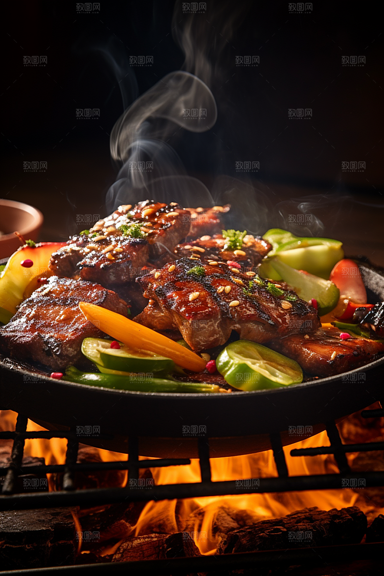 BBQ烧烤烤串肉串摄影图