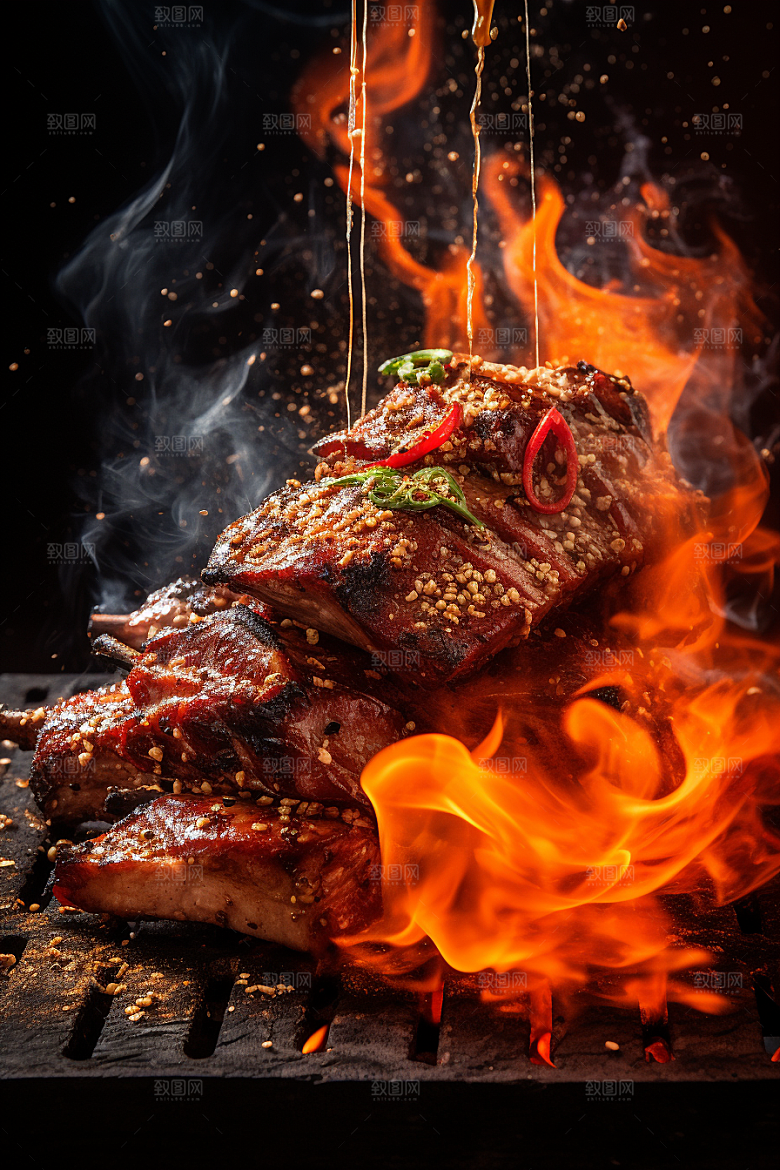 BBQ烧烤火热广告摄影图