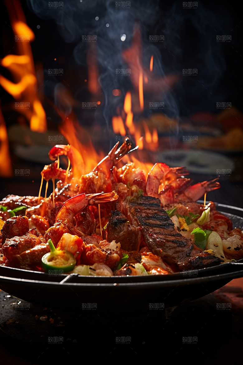 BBQ烧烤火辣广告摄影图