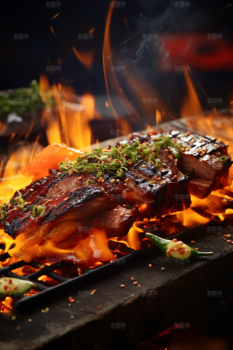 BBQ烧烤火热美味摄影图