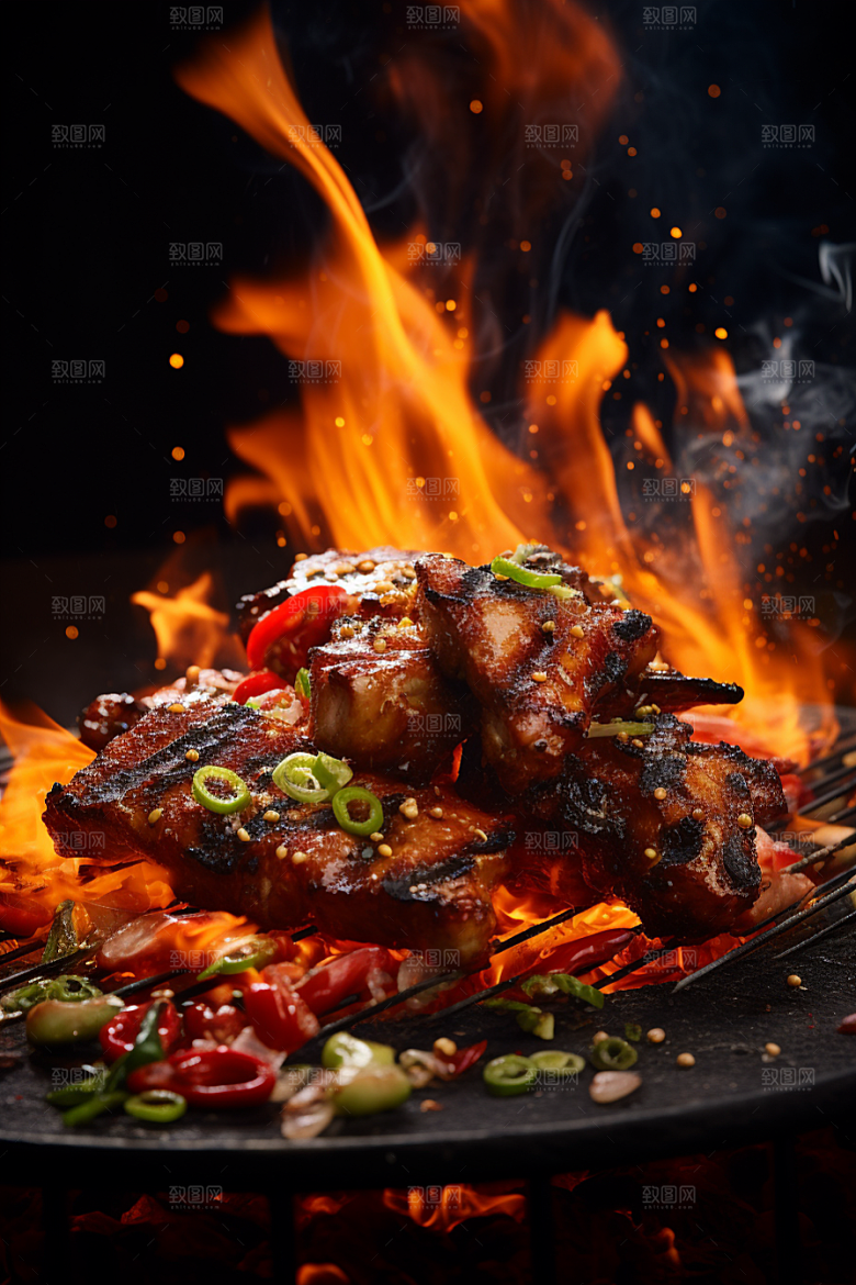BBQ烧烤肉类火热摄影图