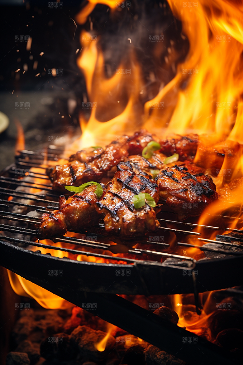 BBQ烧烤聚餐火热摄影图