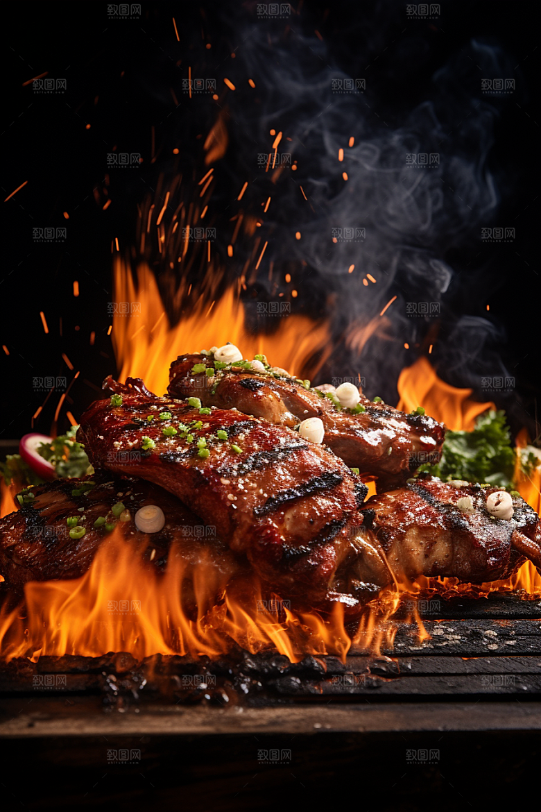 BBQ烧烤烤串聚餐摄影图