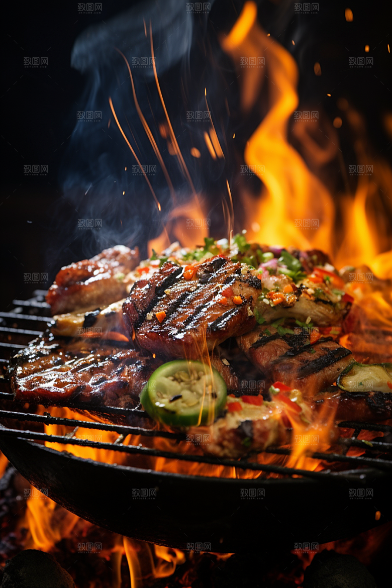 BBQ烧烤高清火热摄影图
