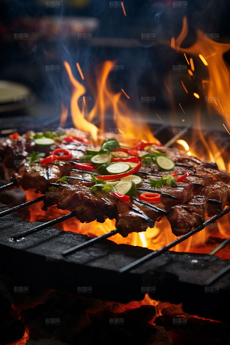 BBQ烧烤火热高清摄影图