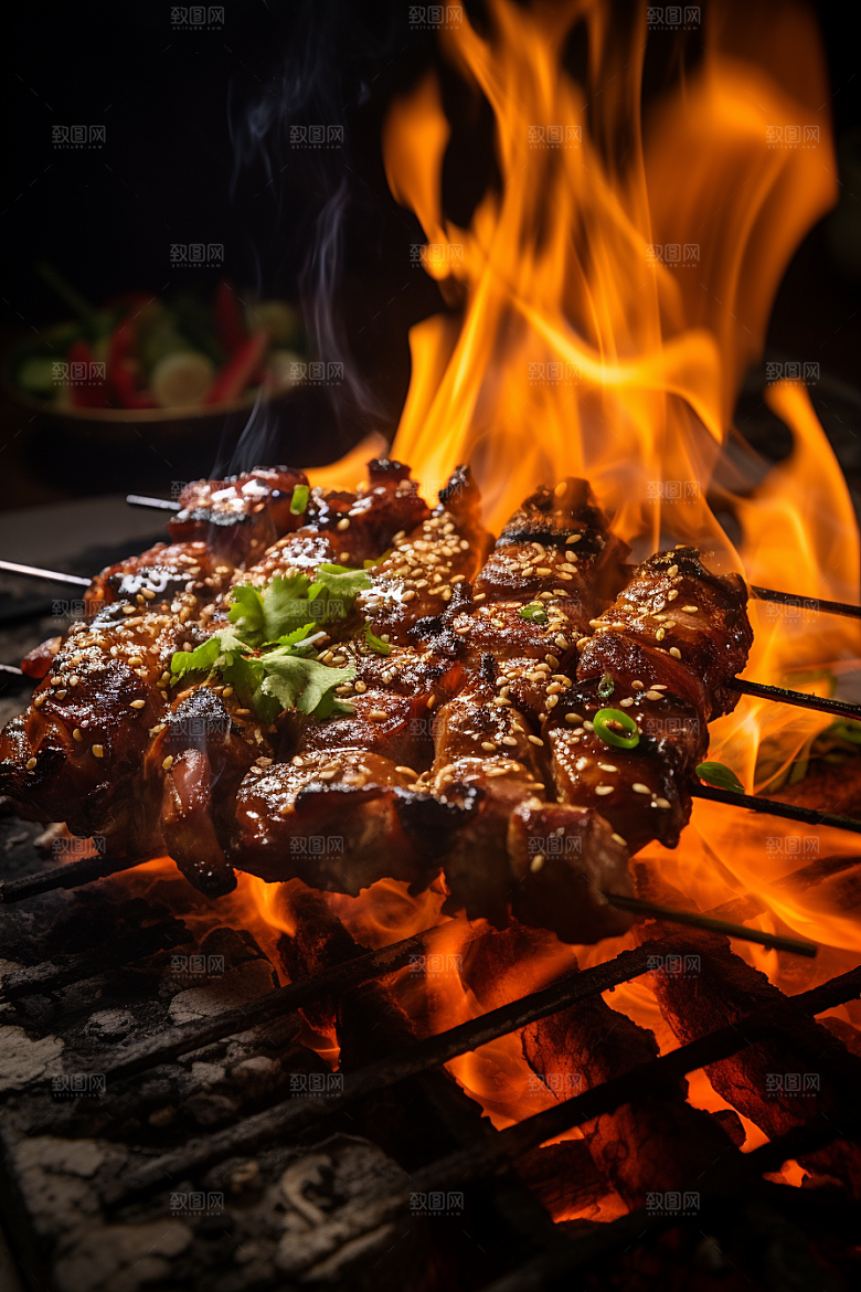 BBQ烧烤肉类火热摄影图