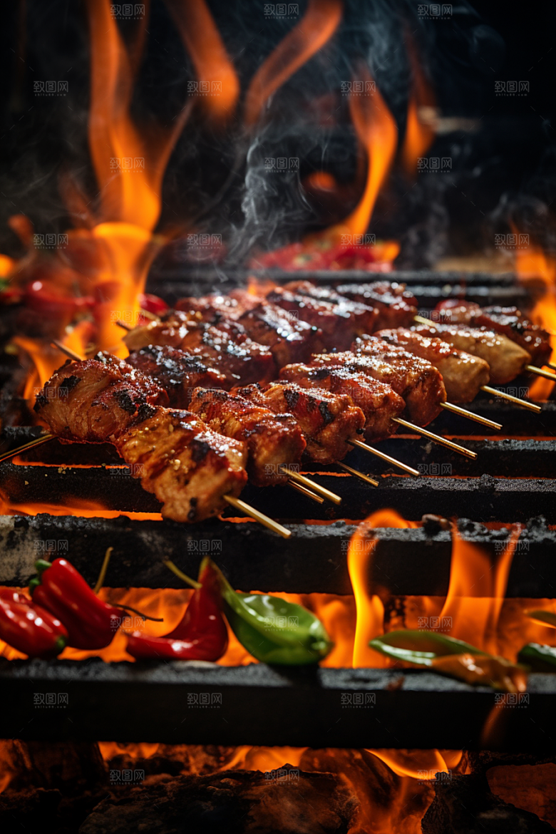 BBQ烧烤美味火热摄影图