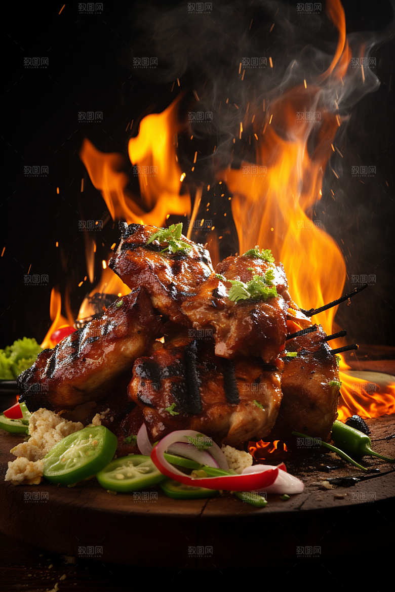 BBQ烧烤广告肉串摄影图
