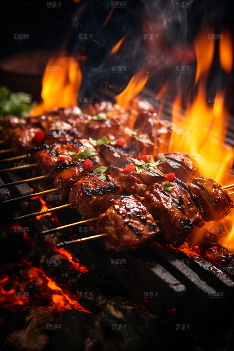 BBQ烧烤烤串聚餐摄影图