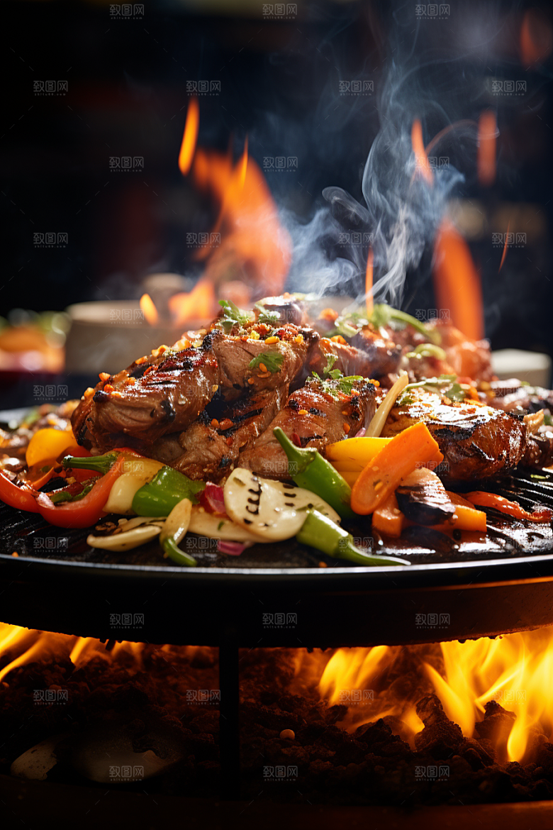 BBQ烧烤聚会火热摄影图