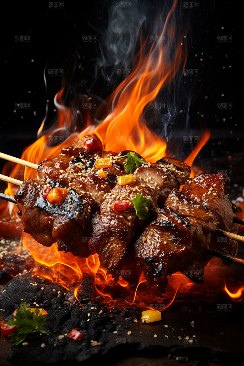 BBQ烧烤火热美味摄影图