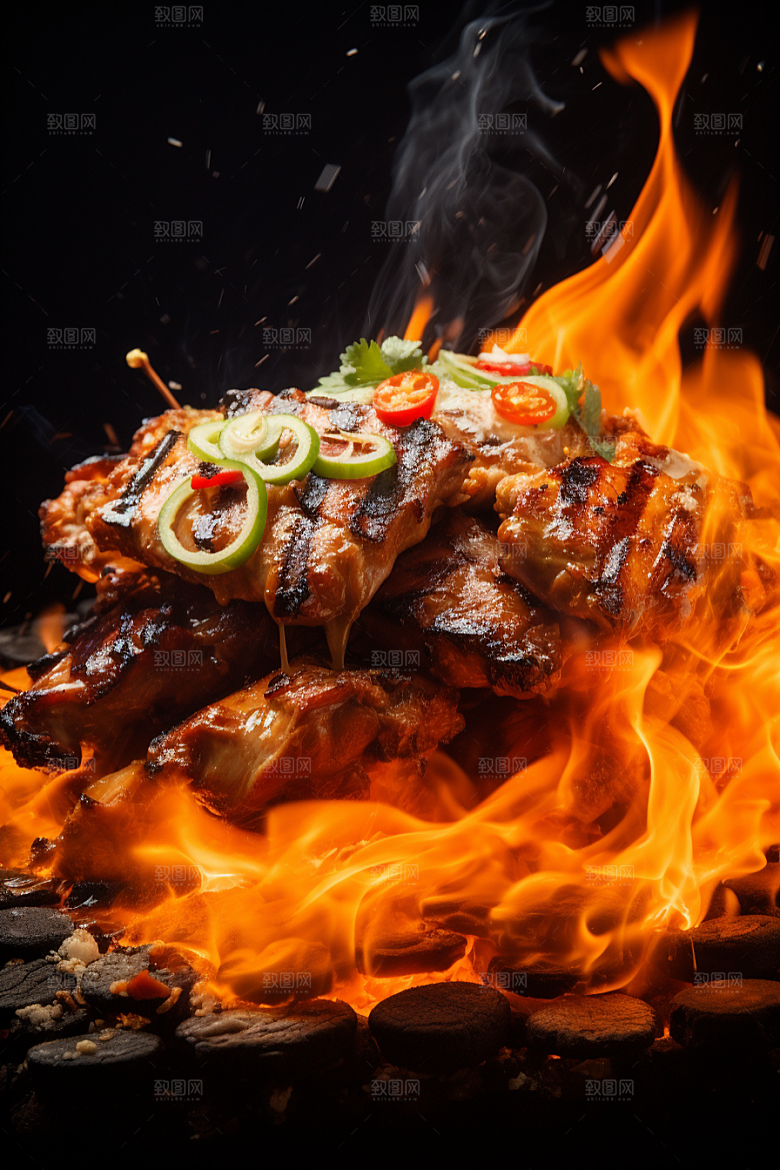 BBQ烧烤广告肉食摄影图