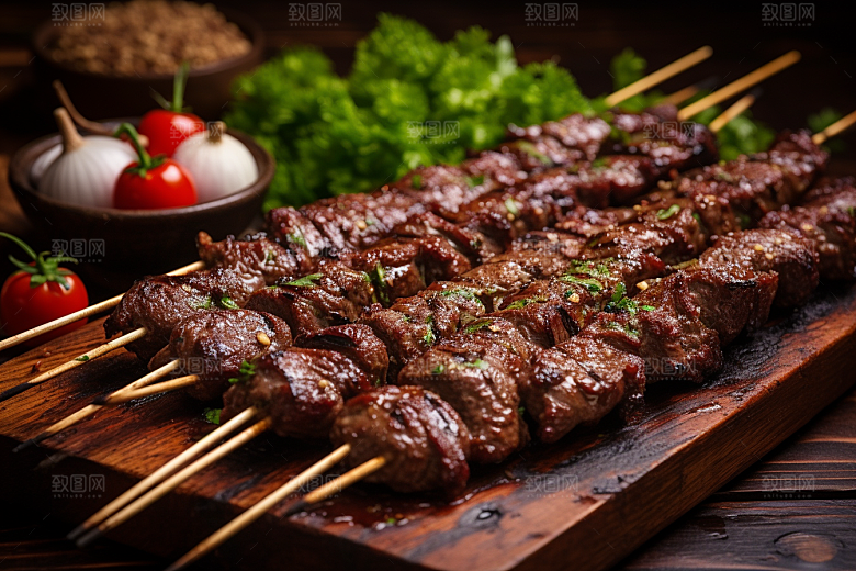 BBQ烧烤肉串聚餐摄影图