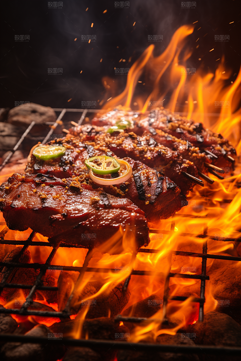 BBQ烧烤肉串广告摄影图