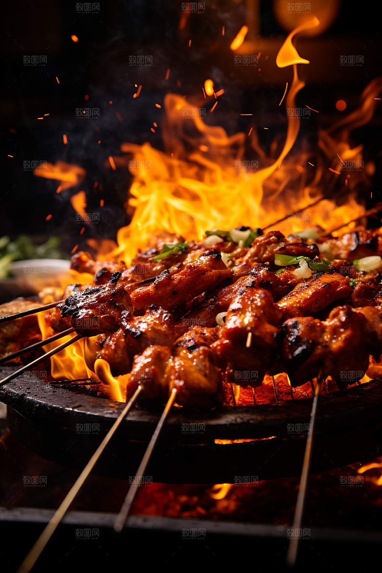 BBQ烧烤肉类火辣摄影图