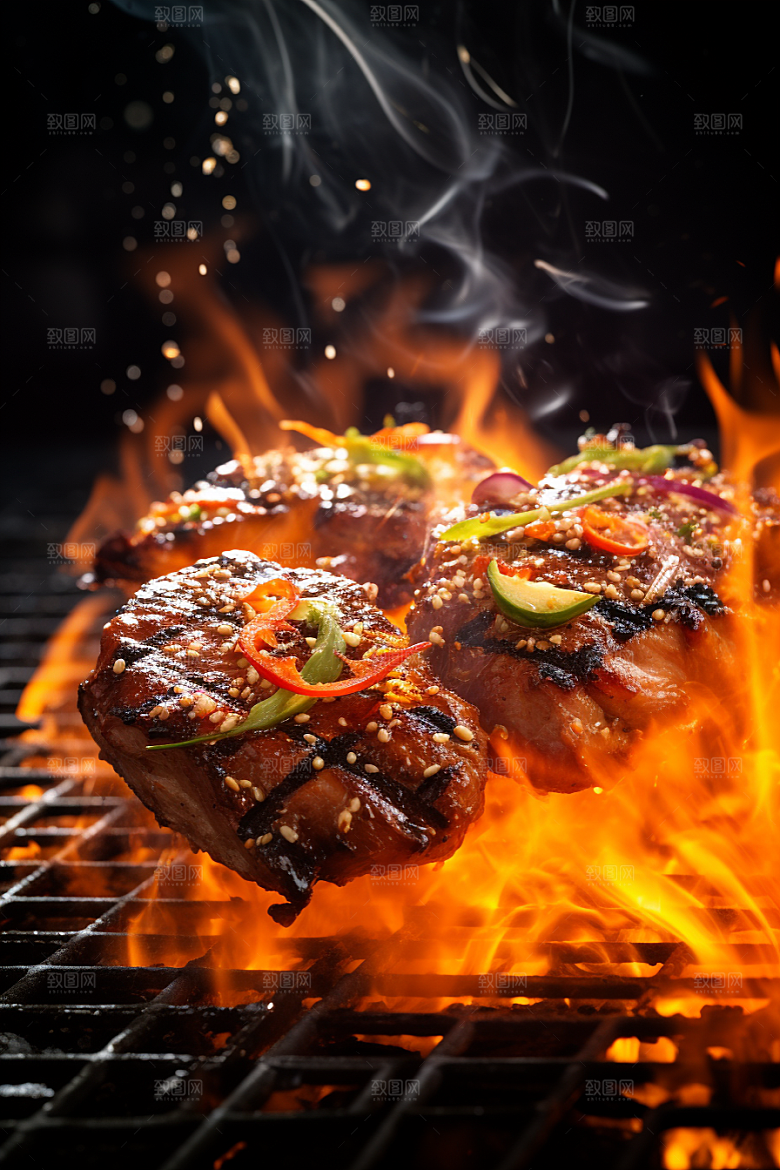 BBQ烧烤火辣美味摄影图