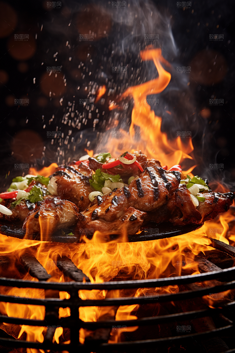 BBQ烧烤火热肉类摄影图