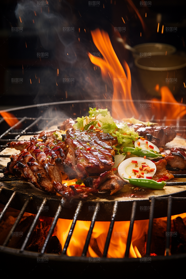 BBQ烧烤聚会肉串摄影图