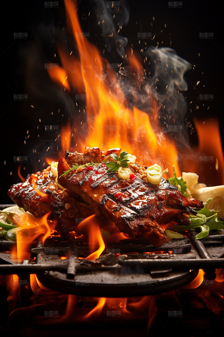 BBQ烧烤肉串广告摄影图