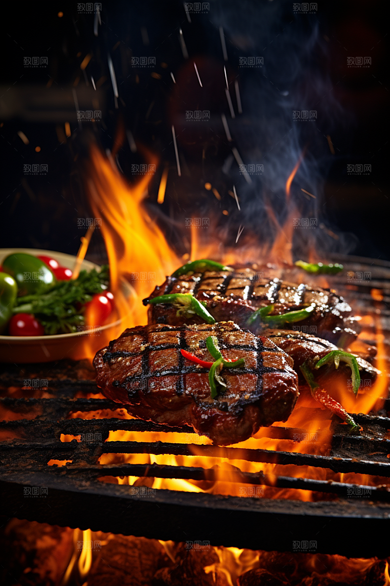 BBQ烧烤肉类美食摄影图
