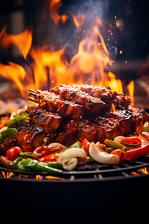 BBQ烧烤肉食美味摄影图