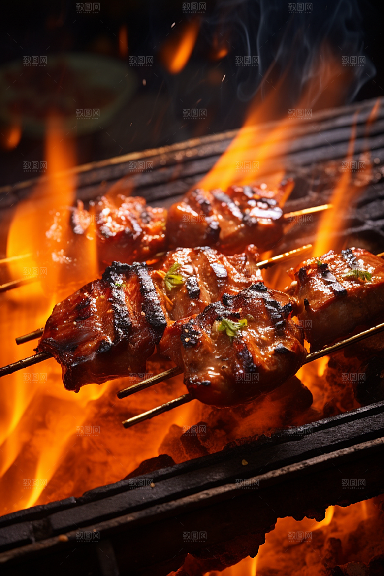 BBQ烧烤肉类美味摄影图