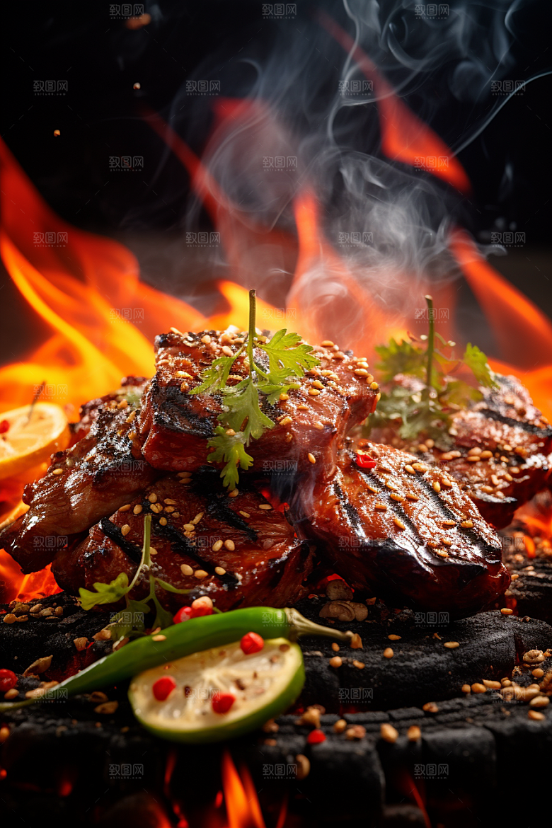 BBQ烧烤聚会烤串摄影图