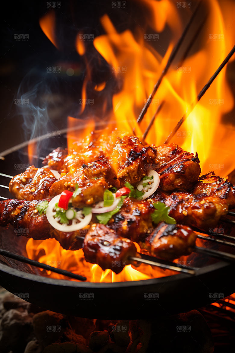 BBQ烧烤美味烤串摄影图