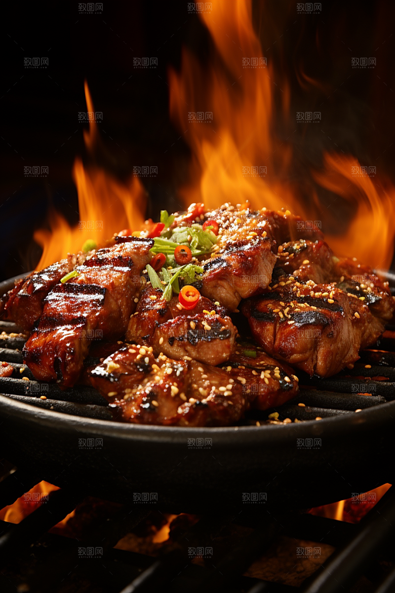 BBQ烧烤火热高清摄影图