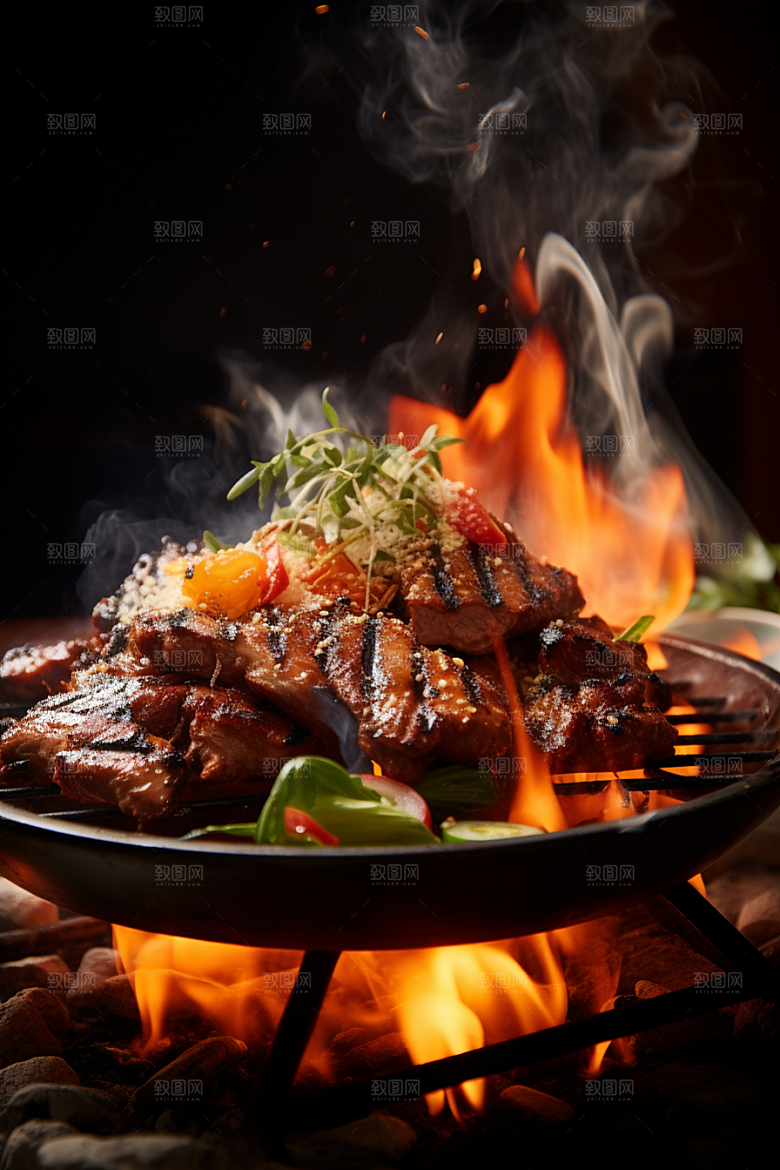 BBQ烧烤美味肉类摄影图