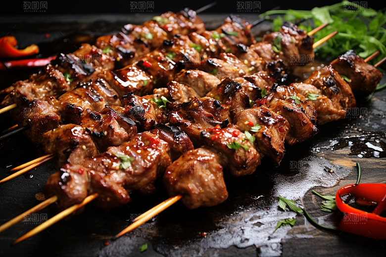 BBQ烧烤美味烤串摄影图