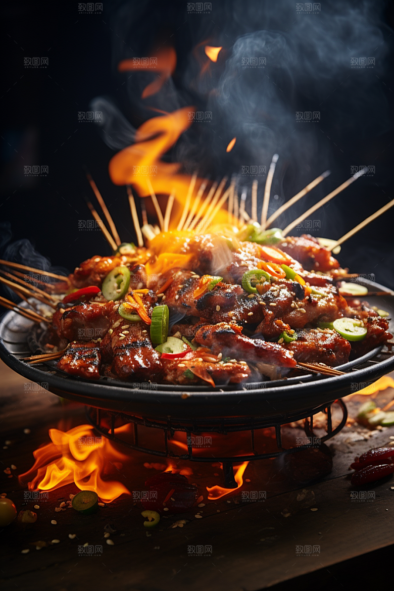 BBQ烧烤火辣火热摄影图