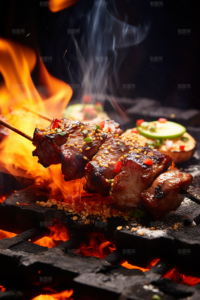 BBQ烧烤肉串广告摄影图