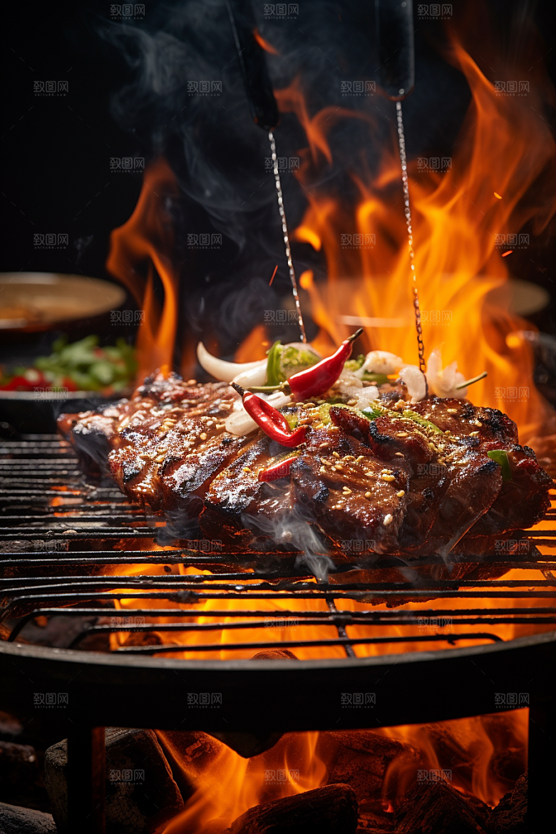 BBQ烧烤肉食聚会摄影图