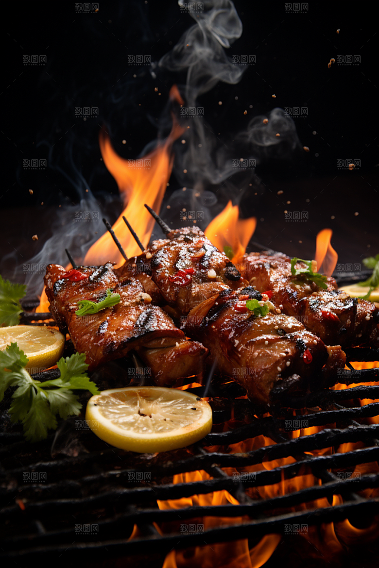 BBQ烧烤火热火辣摄影图