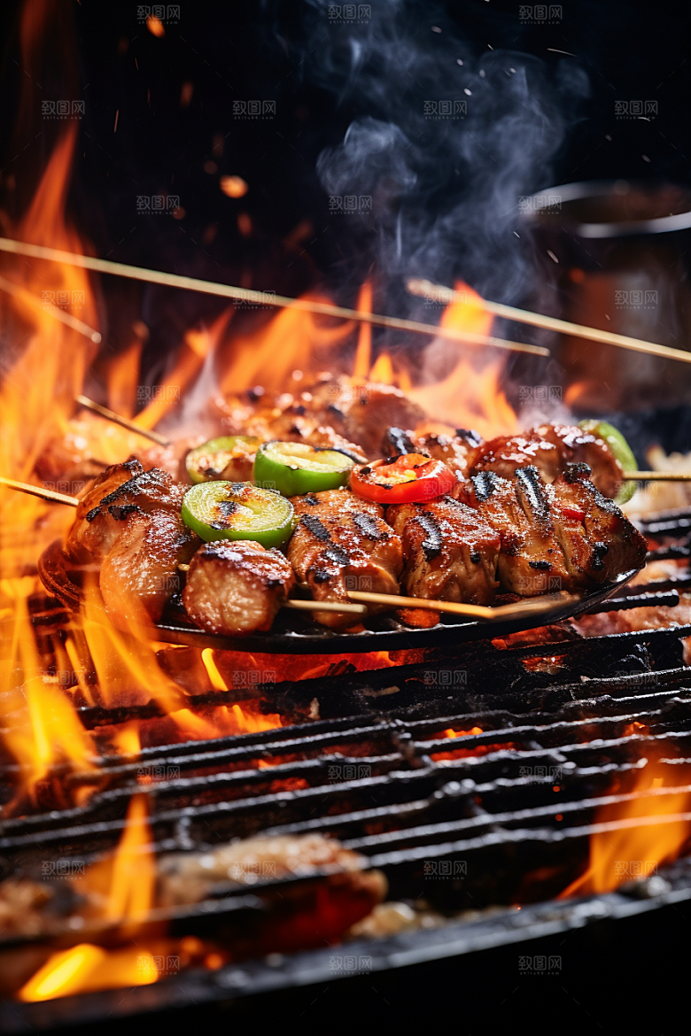 BBQ烧烤聚会肉类摄影图