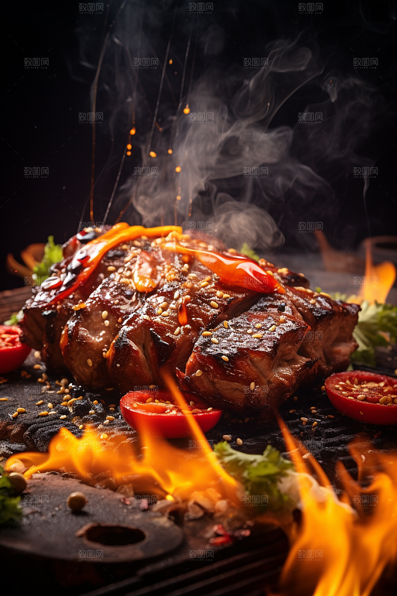 BBQ烧烤肉食肉类摄影图