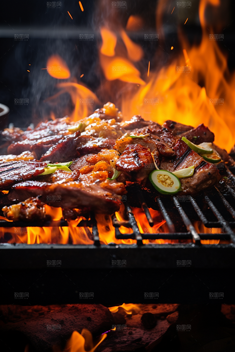 BBQ烧烤肉食肉类摄影图