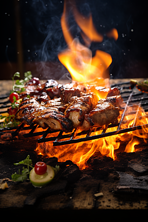 BBQ烧烤肉食肉类摄影图