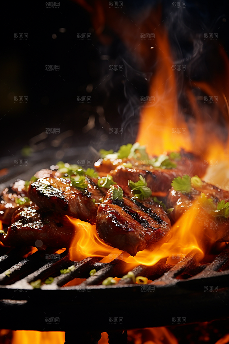 BBQ烧烤聚餐肉串摄影图