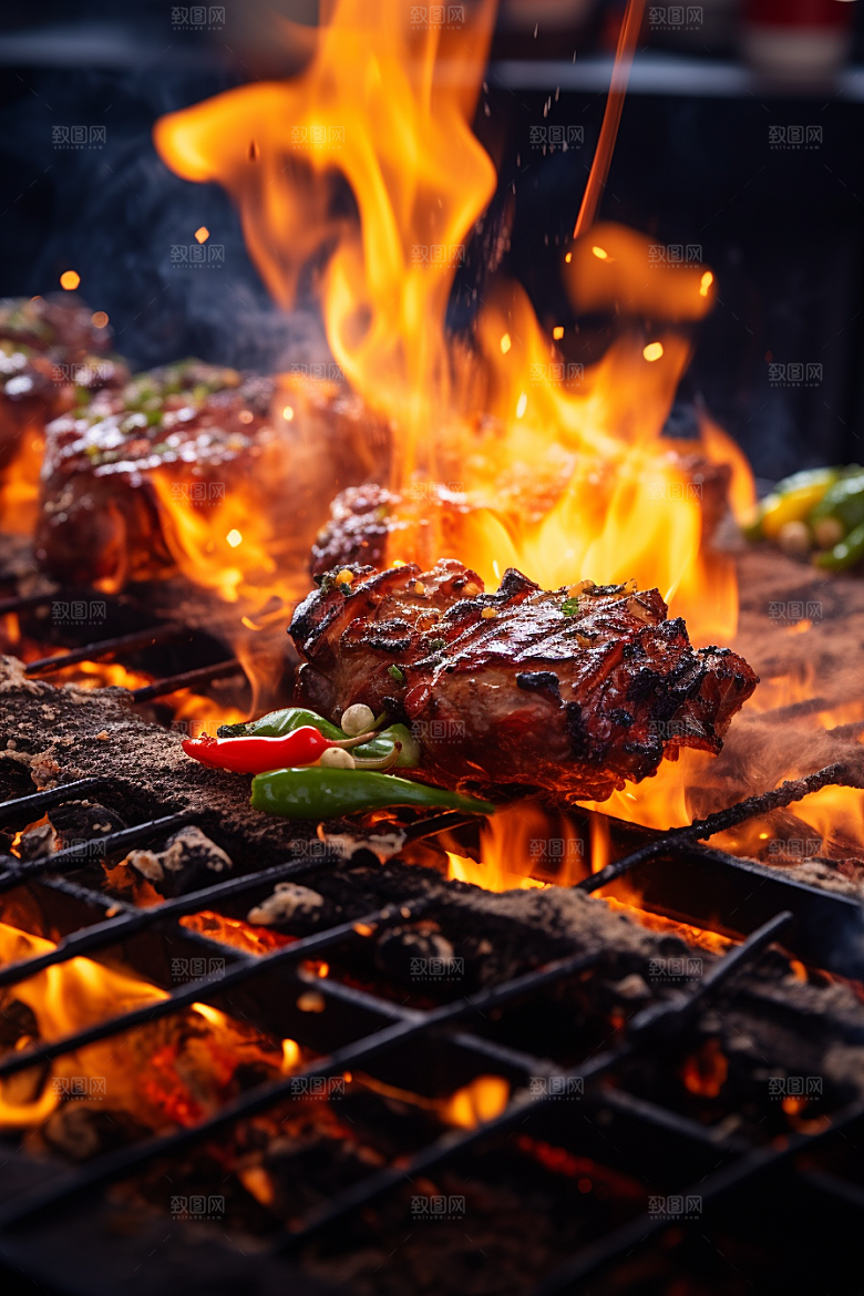 BBQ烧烤聚餐美食摄影图