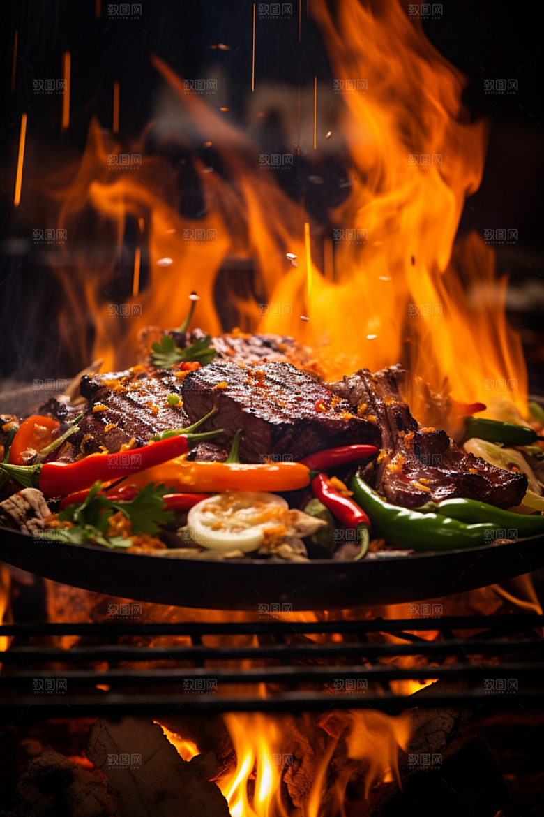 BBQ烧烤烤串肉串摄影图