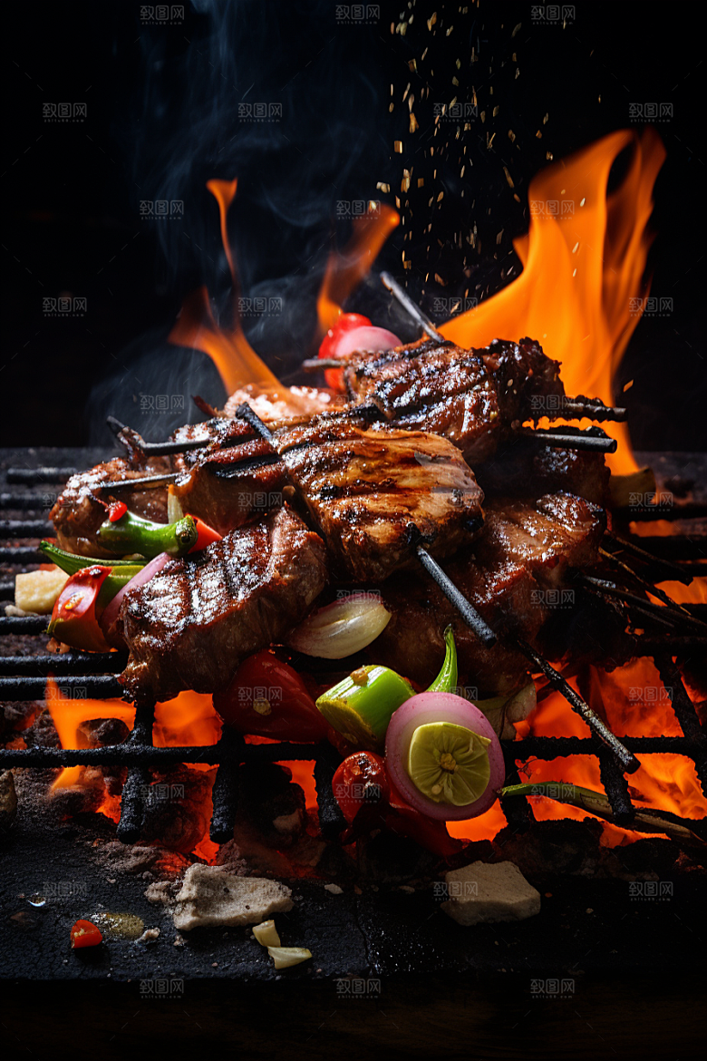BBQ烧烤肉类肉食摄影图