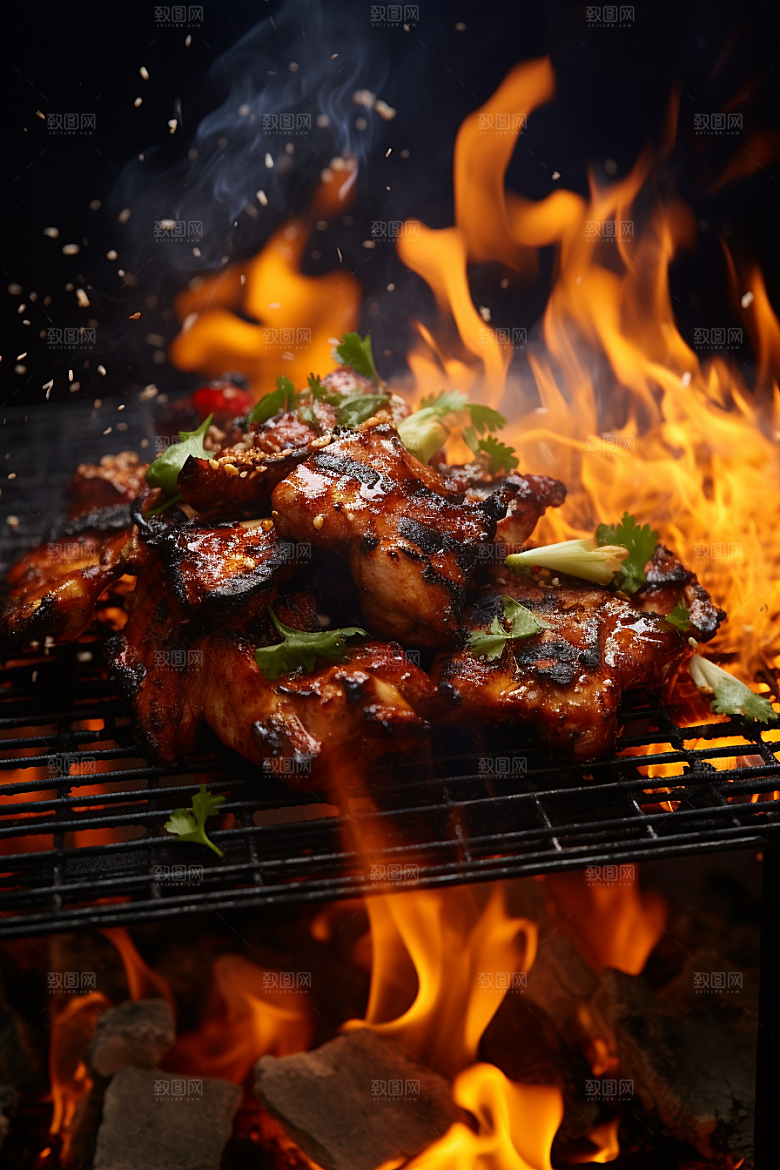 BBQ烧烤火热广告摄影图