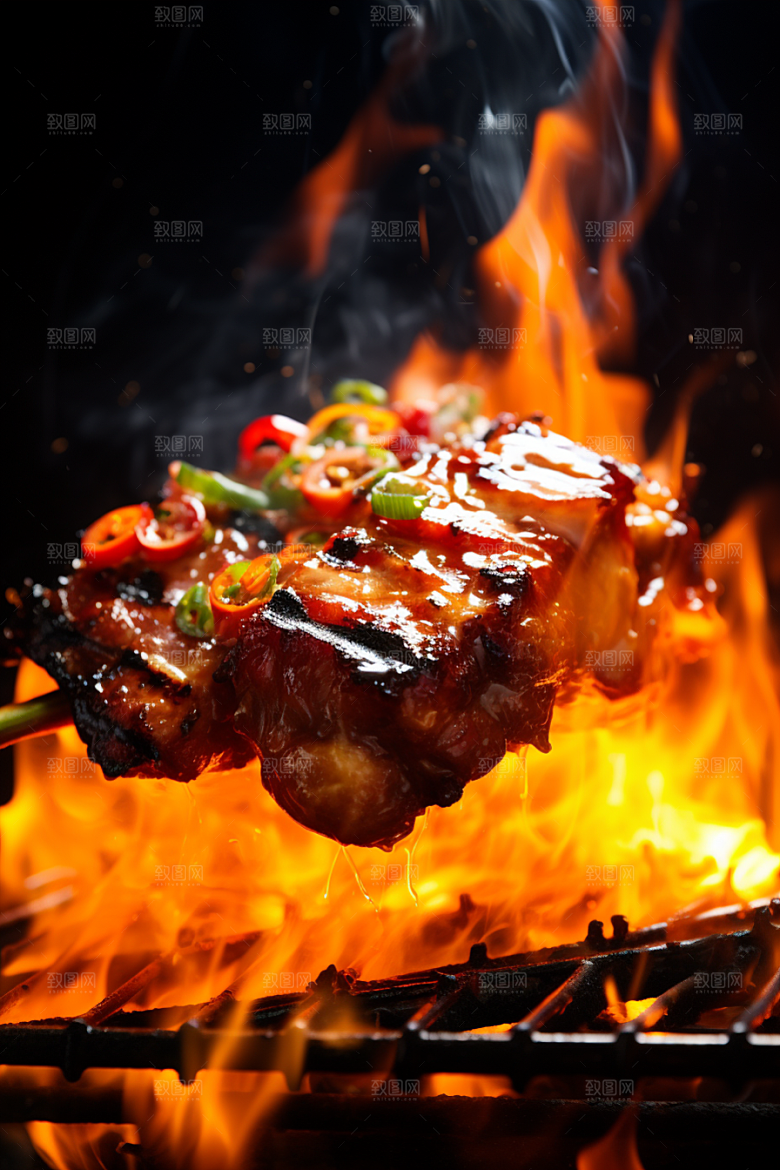 BBQ烧烤聚会美食摄影图