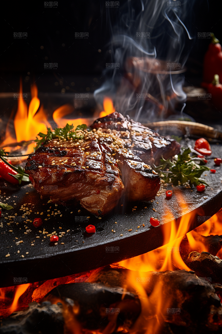 BBQ烧烤美食聚餐摄影图