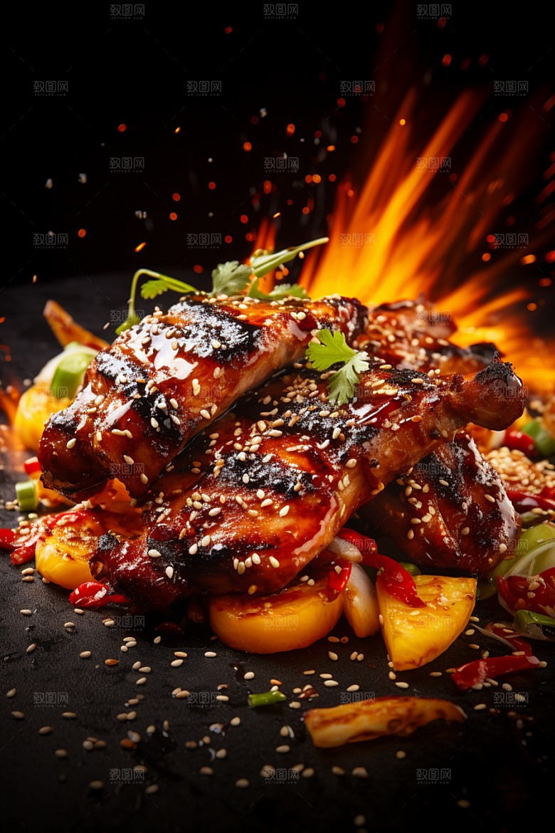 BBQ烧烤聚会烤串摄影图